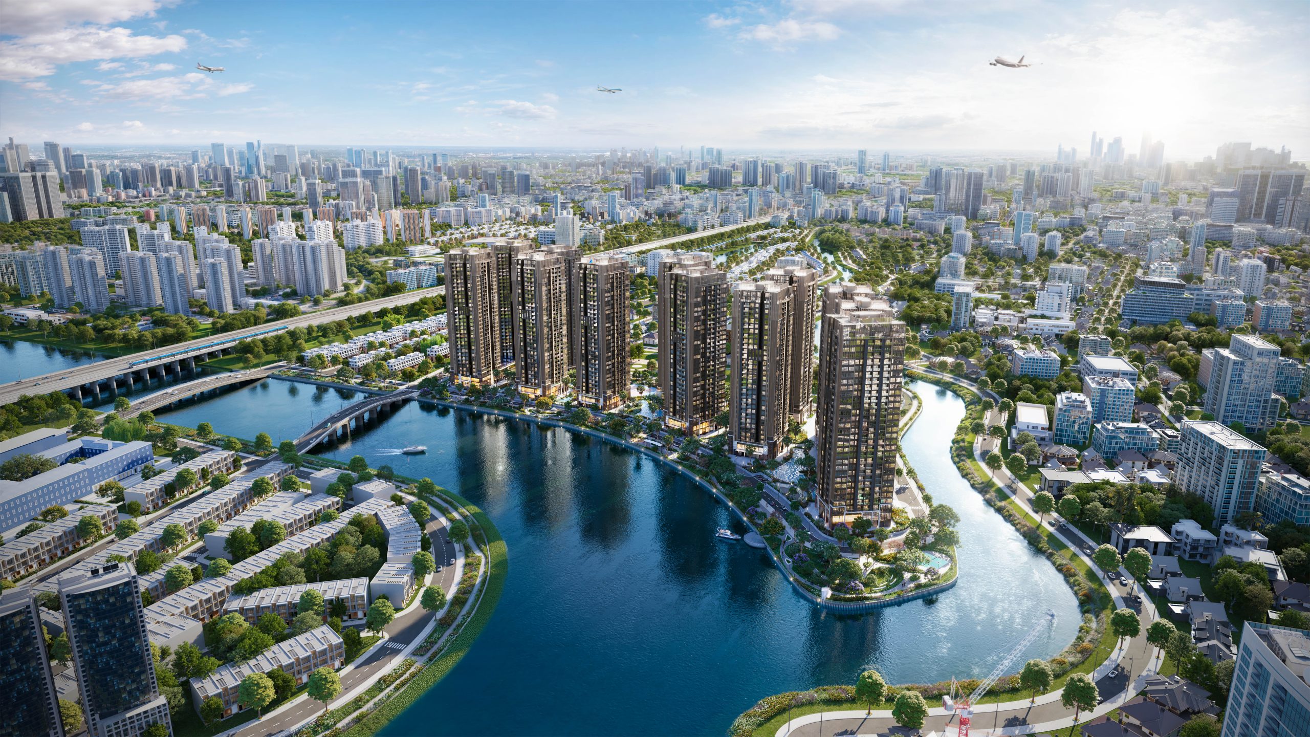 Phối cảnh tổng thể Căn Hộ The Privé compound 3 mặt sông